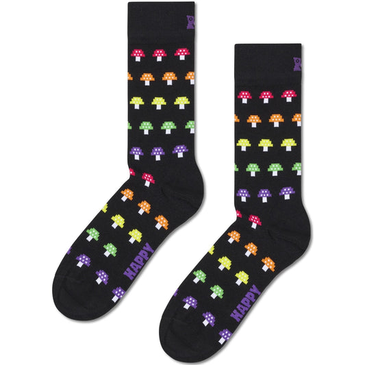 Calze Unisex Happy Socks - Mushroom Stripe Sock - Nero