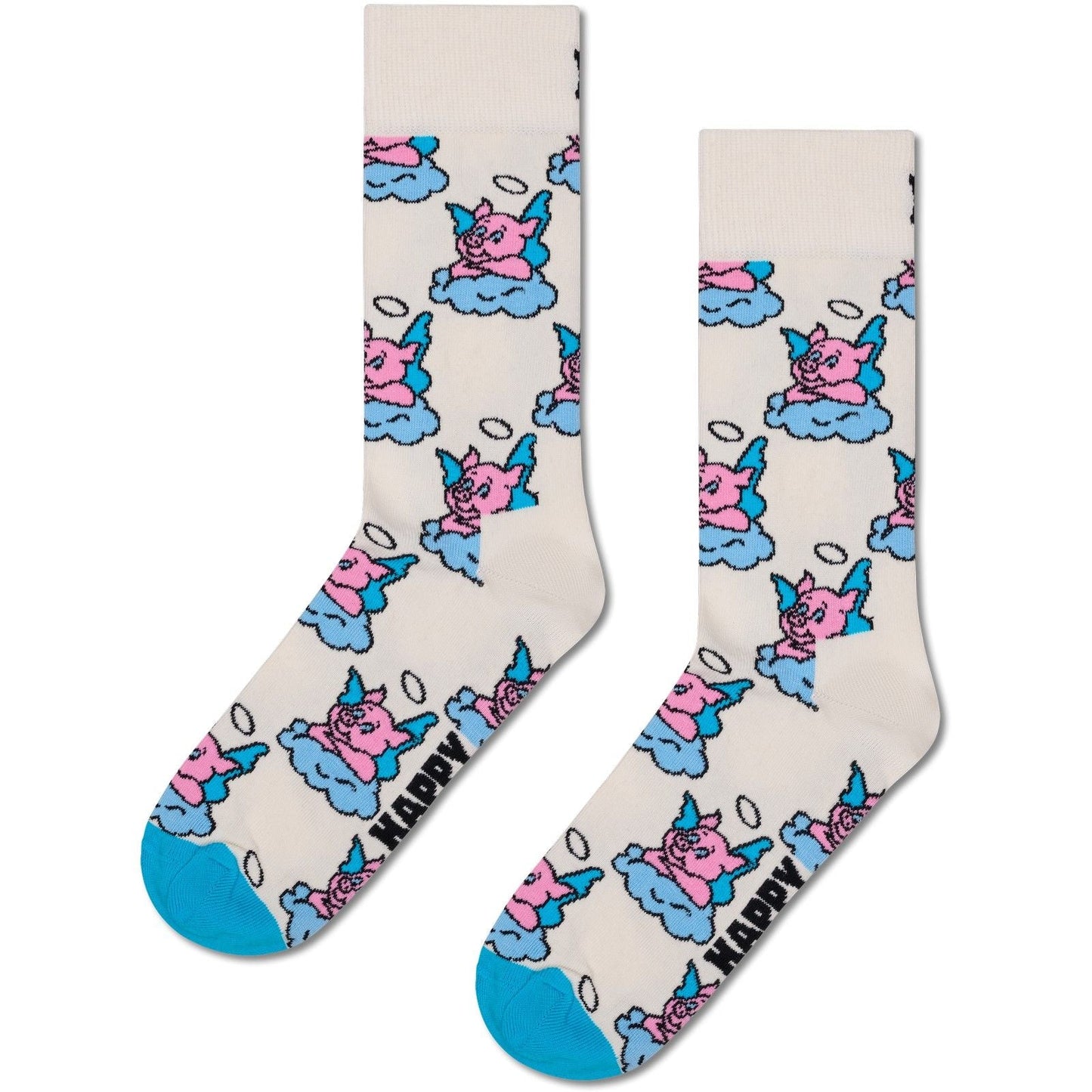 Calze Unisex Happy Socks - Good Pig Sock - Bianco